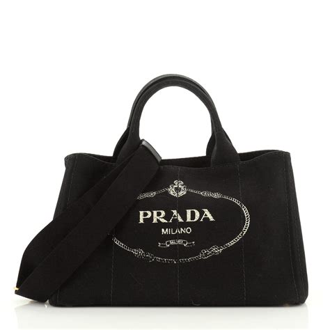 prada canapa tote black|prada canvas tote large.